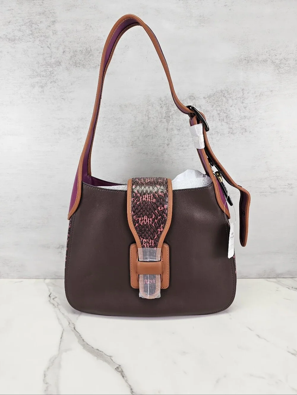 Coach Courier Hobo Bag With Snakeskin Trim - NWT